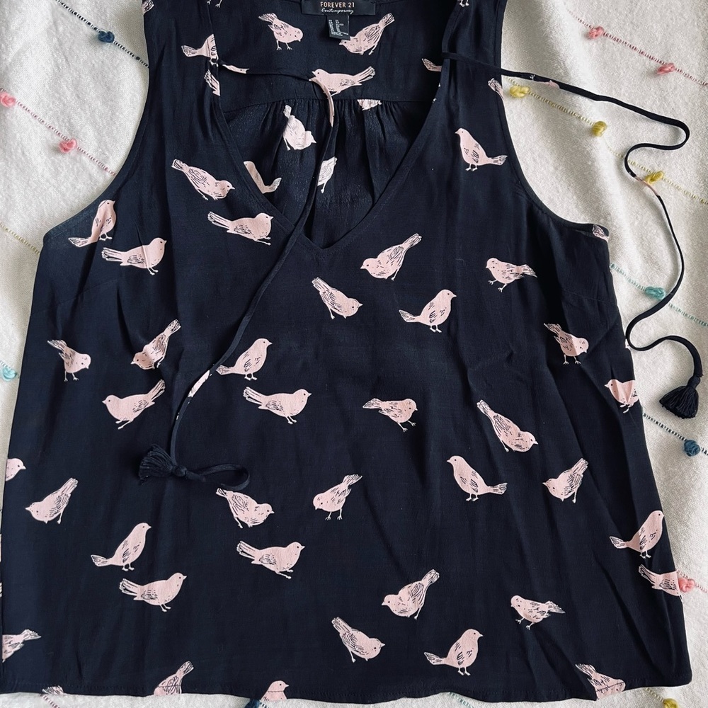 Forever21 black and pink tank szXL